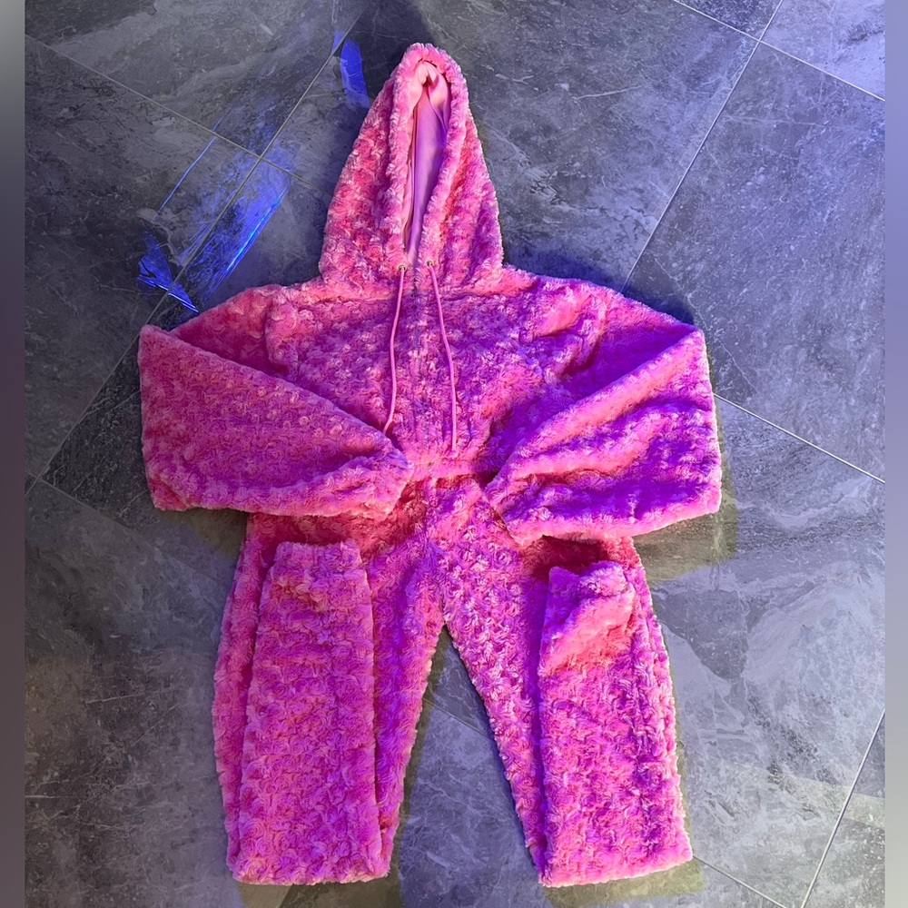 Pink fuzzy tracksuit